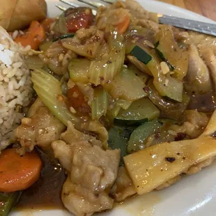 Tender cooked vegetables in the Szechuan Spiced Pork.  Cooked to order!