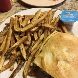 Soft shell crab sandwich and fries