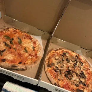 two pizzas in a box