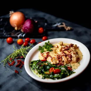 a plate of food on a table