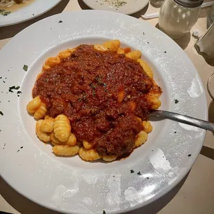 Gnocchi and meat sauce