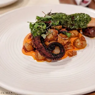 POLIPO - Mediterranean Octopus, Marble Potatoes, Romesco, Salsa Verde