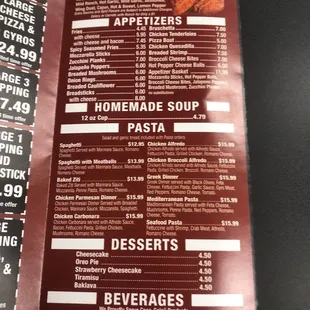 menu