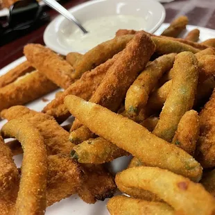 Fried green beans &amp; zucchini