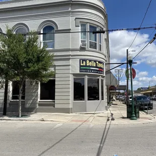 the front of the building