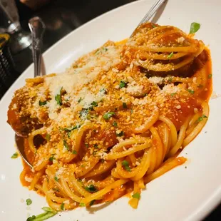 Spaghetti and meatballs