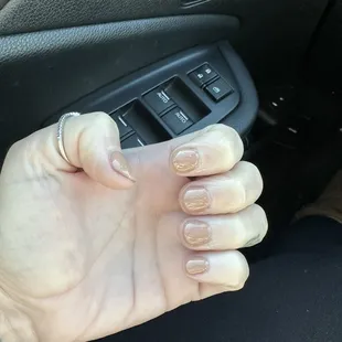 Natural nails with acrylic overlay with gel polish