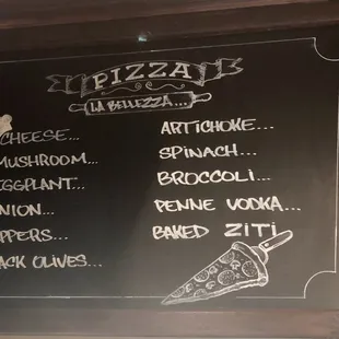 a menu on a blackboard