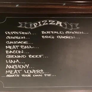 a menu on a blackboard
