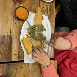 two people eating a meal