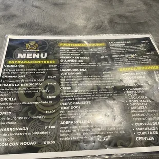 menu