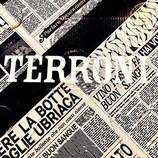 Italian news clippings on the pizza togo box