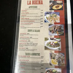 Appetizers, Salads, Tacos Menu