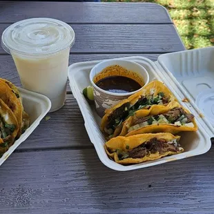 Birria Queso Pack and Horchata