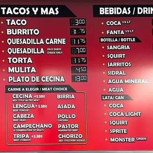 Birria menu