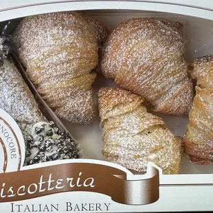 Nom nom sfogliatelle and choc chip cannoli