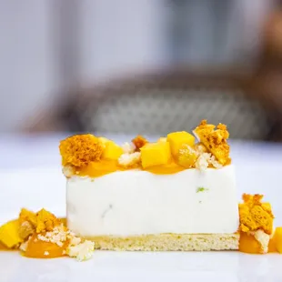 Ginger-Honey Bavarois: Mango | Honeycomb Candy | Sablé