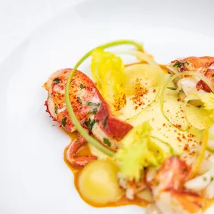Butter Poached Maine Lobster: Glazed Potato | Celery | Preserved Lemon | Sauce Américaine