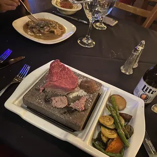 steak and vegetables