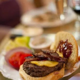 The groom's choice: Kobe beef style cheeseburger with applewood smoked bacon (of course)