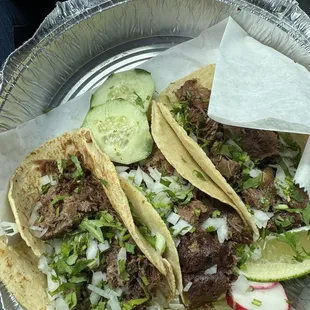 3 tacos with deliciously tender beef tongue.