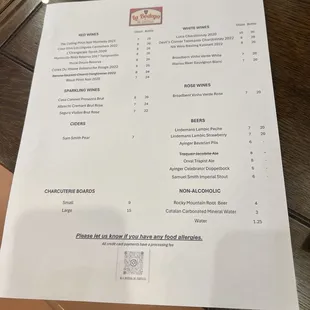 menu