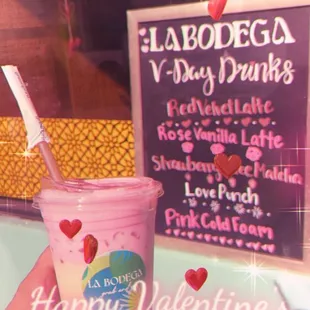 Valentine  drink Vanilla bean  with Pink cold foam