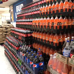 a large display of sodas