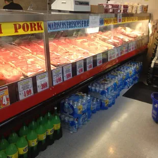 a display of fresh pork