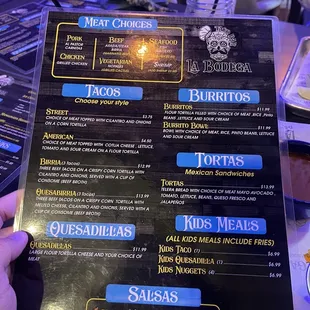 menu