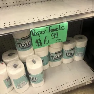 a shelf of toilet paper