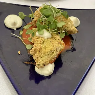 Vegan Ricotta Stuffed Squash Blossoms