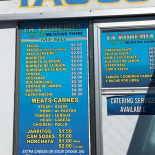 menu and prices