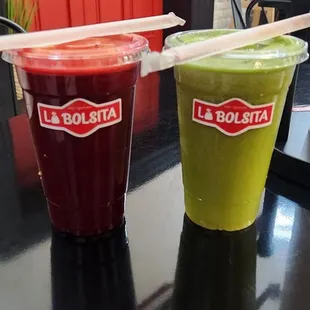 Betabel juice and Green juice
