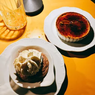 Chocolate mousse and crème brûlée