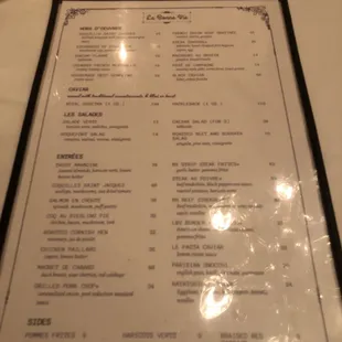 The menu. It was the same as what&apos;s on the website. Nice and simple!