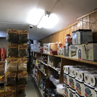 An aisle with household items.