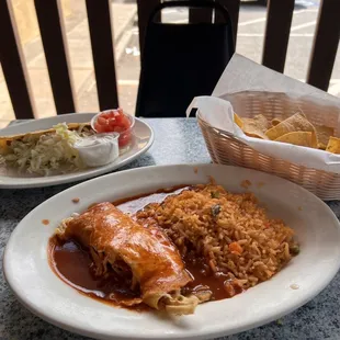 Speedy Gonzalez combo: taco, enchilada and rice