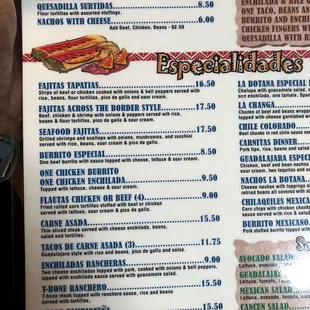 menu