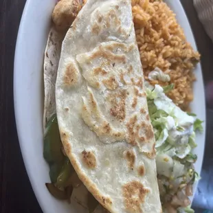 Chicken fajita Quesadilla. 10.75 and full of chicken!