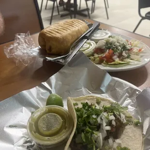 Chimichanga and soft taco