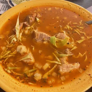 Pozole with entire cup of side dump in.