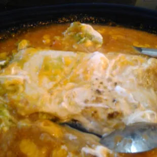 Do you see the knife in the background? The burrito is no thicker than the handle of the knife. It was completely flat.