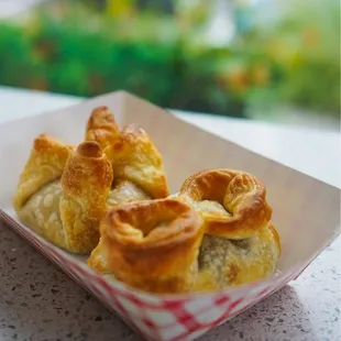 a basket of pastries on a table