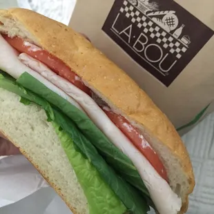 Pesto, cheese &amp; turkey 1/2 sandwich