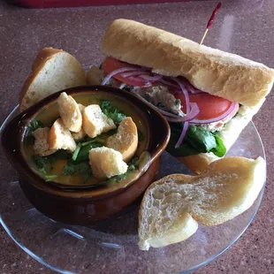 Tuna sandwich and butternut squash with curry combo
