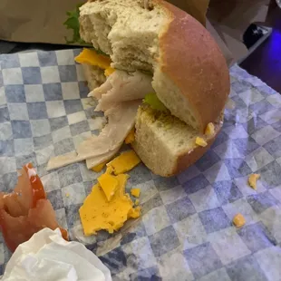 Extremely thick bread, so hard unable to eat.