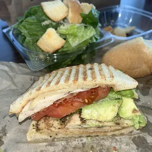 Chicken bacon avocado panini