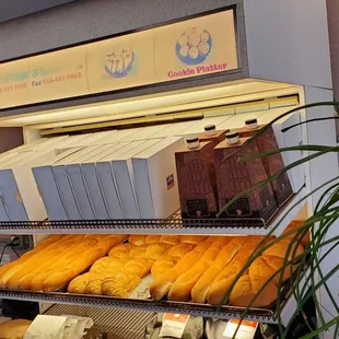 a display of bread and pastries