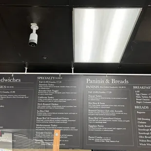 Sandwich menu